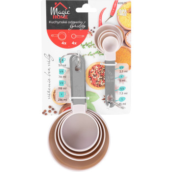 MagicHome measuring cups, spoon, kitchen, 8 pcs, 2.5 ml - 236 ml MagicHome measuring cups, spoon, kitchen, 8 pcs, 2.5 ml - 236 ml