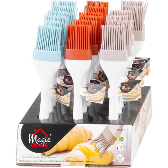 MagicHome pastry brush, silicone, mix of colors , 22x4.6x1.8 cm, sellbox 18 pcs