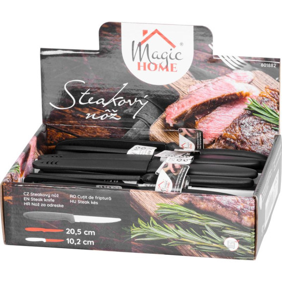 MagicHome kitchen knife, for steak, with cover, serrated, 20.5 cm, Sellbox 30 pcs