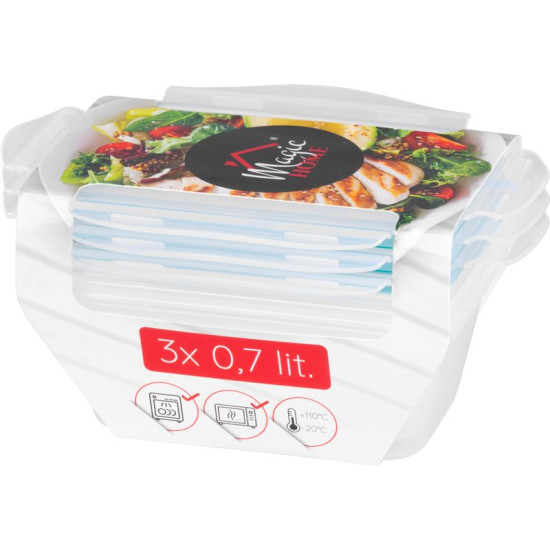 MagicHome Lõunakarbi Purgikomplekt YH416, ristkülikukujuline, 3 tk, 700 ml, 172x115x71 mm MagicHome Lõunakarbi Purgikomplekt YH416, ristkülikukujuline, 3 tk, 700 ml, 172x115x71 mm