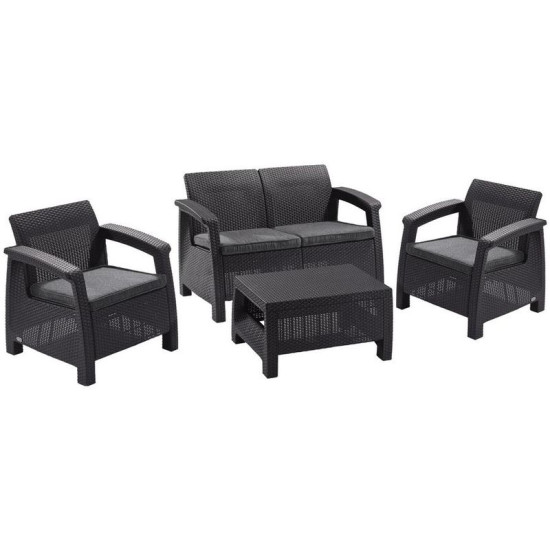 Allibert Corfu terrace set, graphite/coolgray, table, sofa, 2x chair Allibert Corfu terrace set, graphite/coolgray, table, sofa, 2x chair