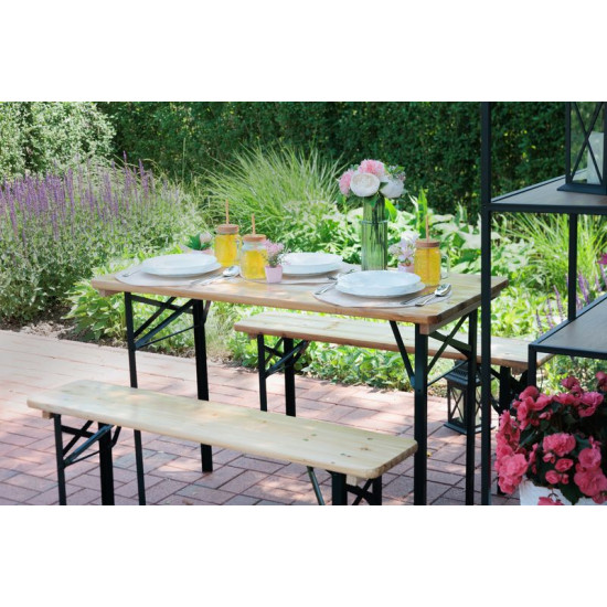 Beer set DORTMUND Mini3, table 117x56x76.5 cm, 2x bench 117x25x46.5 cm, wood 27 mm Beer set DORTMUND Mini3, table 117x56x76.5 cm, 2x bench 117x25x46.5 cm, wood 27 mm