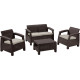 Allibert Corfu terrace set, brown/oat, table, sofa, 2x chair Allibert Corfu terrace set, brown/oat, table, sofa, 2x chair