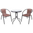 ALESIA balcony set, brown, table 70x60 cm, 2 armchairs 52x55x73 cm, steel