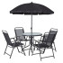 Garden set LETICIA GRAY, table 85x71 cm, 4x chair 74x53x91 cm, umbrella 180 cm