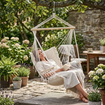 Hanging chair CRAIG, white, cotton, max. 150 kg, 100x50 cm Hanging chair CRAIG, white, cotton, max. 150 kg, 100x50 cm