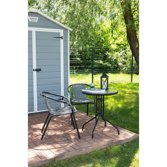 Balcony set ALESIA, gray, table 70x60 cm, 2x chair 52x55x73 cm, steel Balcony set ALESIA, gray, table 70x60 cm, 2x chair 52x55x73 cm, steel