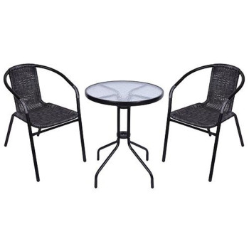 Balcony set ALESIA, gray, table 70x60 cm, 2x chair 52x55x73 cm, steel