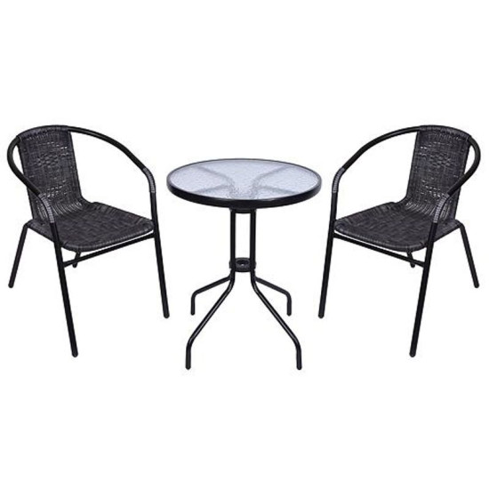 Balcony set ALESIA, gray, table 70x60 cm, 2x chair 52x55x73 cm, steel Balcony set ALESIA, gray, table 70x60 cm, 2x chair 52x55x73 cm, steel