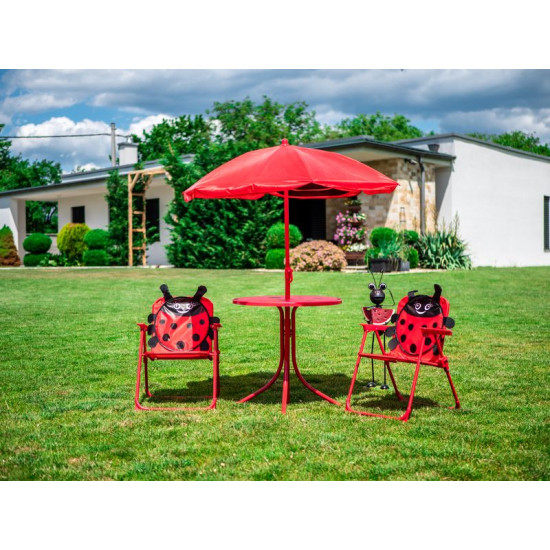 Set LEQ MELISENDA Mariquita, ladybug, parasol 105 cm, table 50 cm, 2 chairs Set LEQ MELISENDA Mariquita, ladybug, parasol 105 cm, table 50 cm, 2 chairs