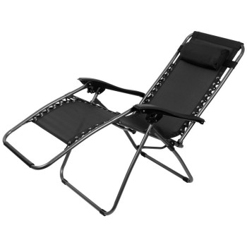 Lounger SONORA, black, adjustable, max. 120 kg, 66x177x108 cm
