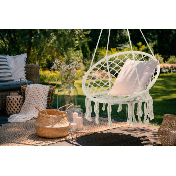 Armchair LOGAN, max. 100 kg, garden, swing, beige net