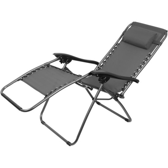 Lounger SONORA, grey, adjustable, max. 120 kg, 66x177x108 cm Lounger SONORA, grey, adjustable, max. 120 kg, 66x177x108 cm