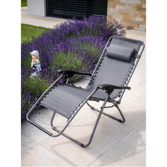 Lounger SONORA, grey, adjustable, max. 120 kg, 66x177x108 cm Lounger SONORA, grey, adjustable, max. 120 kg, 66x177x108 cm