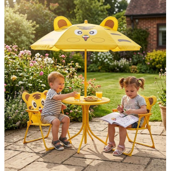 Garden set LEQ MELISENDA Tigre, tiger, parasol 105 cm, table 50 cm, 2 chairs, children's
