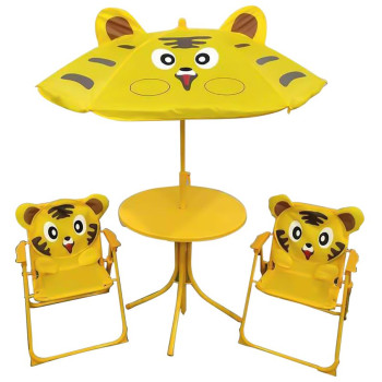 Garden set LEQ MELISENDA Tigre, tiger, parasol 105 cm, table 50 cm, 2 chairs, children's