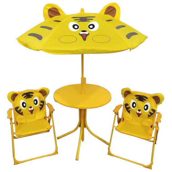 Garden set LEQ MELISENDA Tigre, tiger, parasol 105 cm, table 50 cm, 2 chairs, children's Garden set LEQ MELISENDA Tigre, tiger, parasol 105 cm, table 50 cm, 2 chairs, children's