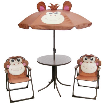 Garden set LEQ MELISENDA Mono, monkey, parasol 105 cm, table 50 cm, 2 chairs. childish