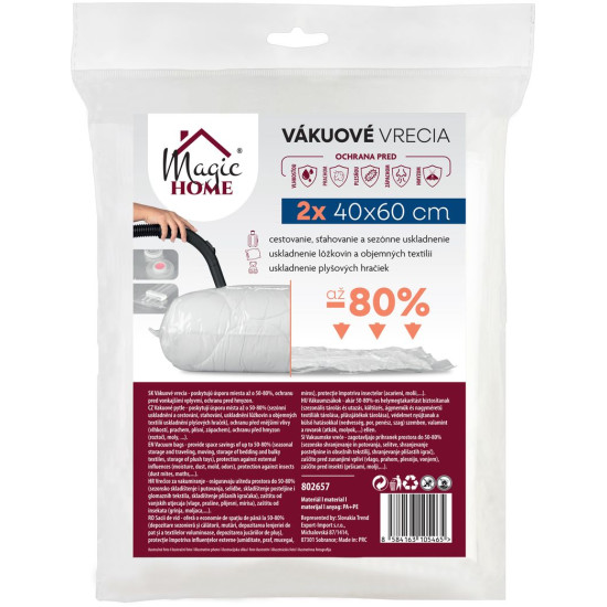 Мешок Bag-мешок MagicHome, пылесос, с всасыванием 40 х 60 см, упаковка 2 шт