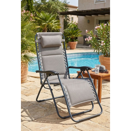 Lounger CAROLINA, grey, adjustable, 160x60x110 cm