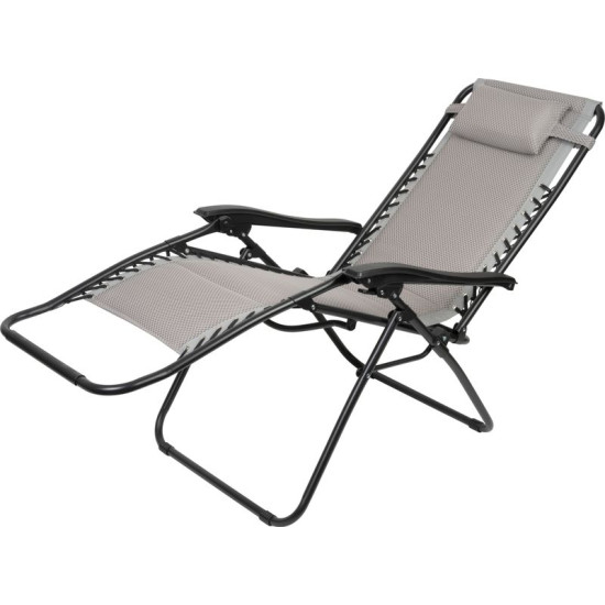 Lounger CAROLINA, grey, adjustable, 160x60x110 cm