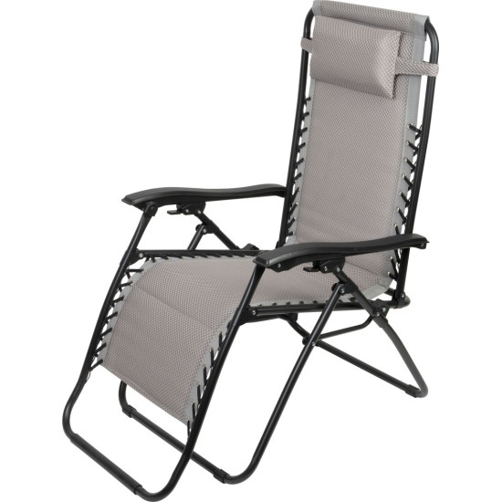 Lounger CAROLINA, grey, adjustable, 160x60x110 cm