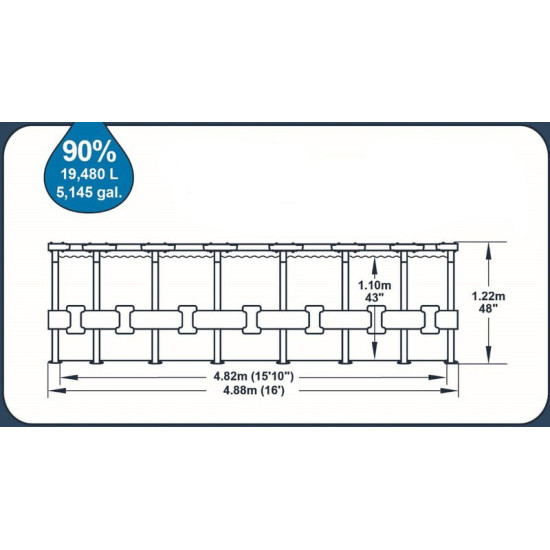 Bestwаy® рower Steel™ 56725, Бассейн 4,88 м x 1,22 м