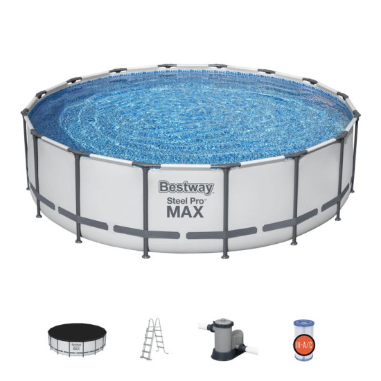 Above Ground Pool Bestway® Steel Pro MAX, 5612Z, filter, pump, ladder, tarpaulin, 4,88x1,22 m
