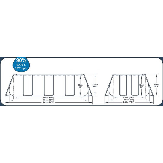 Above Ground Pool Bestway® Power Steel™, 56442, sand filtration, ladder, dispenser, 4,04x2,01x1,00 m