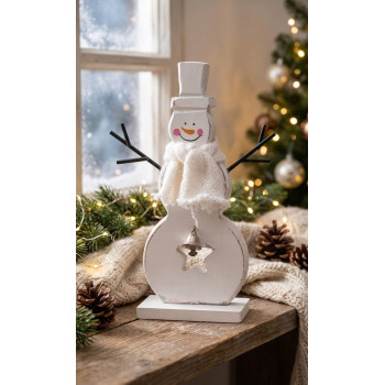 Christmas decorations Woodeco, White snowman, 10x20 cm, pkg. 2 pcs Christmas decorations Woodeco, White snowman, 10x20 cm, pkg. 2 pcs