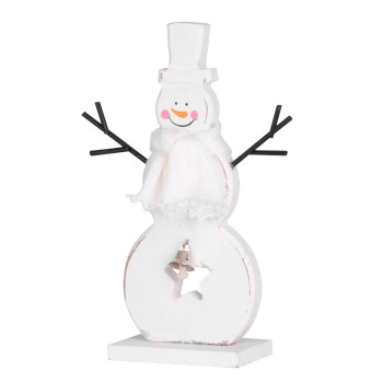 Christmas decorations Woodeco, White snowman, 10x20 cm, pkg. 2 pcs