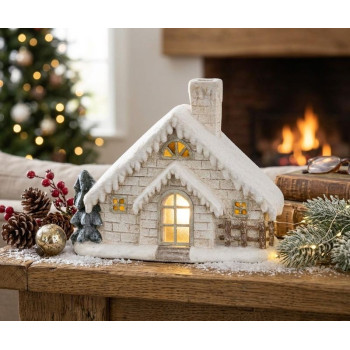 Decoration Xecco 7094, House, magnesia, 40 cm, LED