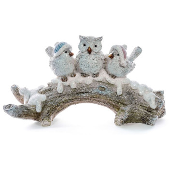 Jõulukaunistus, Linnud oksal, polüresiin, 31x9,5x16,5 cm.