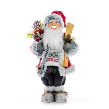 Christmas decoration MagicHome, Santa with skis and wood, 061 cm