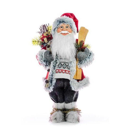 Christmas decoration MagicHome, Santa with skis and wood, 061 cm Christmas decoration MagicHome, Santa with skis and wood, 061 cm