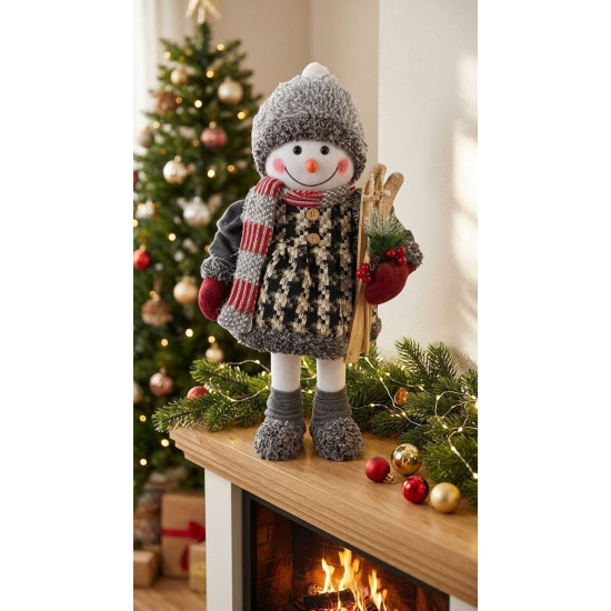 Christmas decoration MagicHome, Snowman girl with skis, 50 cm Christmas decoration MagicHome, Snowman girl with skis, 50 cm