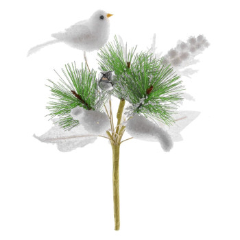 Twig MagicHome Christmas, with a bird, white 18 cm Twig MagicHome Christmas, with a bird, white 18 cm