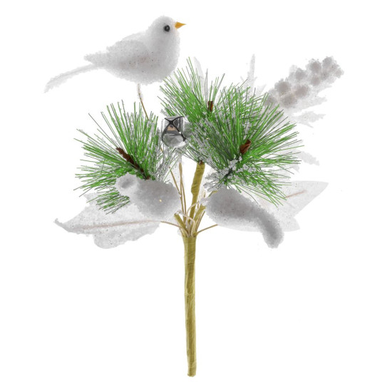 Twig MagicHome Christmas, with a bird, white 18 cm Twig MagicHome Christmas, with a bird, white 18 cm
