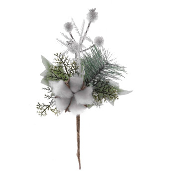 Twig MagicHome Christmas, with cotton, white, 25 cm Twig MagicHome Christmas, with cotton, white, 25 cm