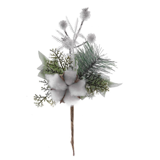 Twig MagicHome Christmas, with cotton, white, 25 cm Twig MagicHome Christmas, with cotton, white, 25 cm