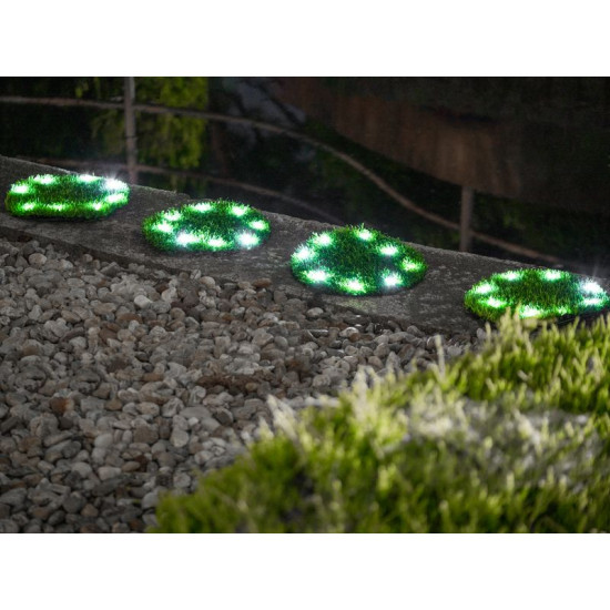 Solar lamp 4 grass plates, 24 cm, 4x 8 LEDs, AA