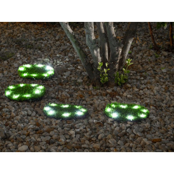 Solar lamp 4 grass plates, 24 cm, 4x 8 LEDs, AA