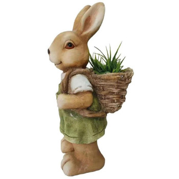 Decoration Gecco 8053, Bunny with basket, magnesium, 46 cm