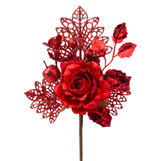 Twig MagicHome Christmas, with rose, red, 25.5 cm