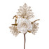 MagicHome Christmas twig, with rose, white - gold, 26 cm