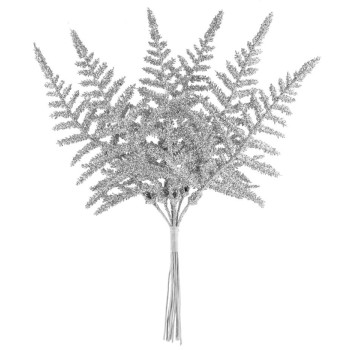 Twig MagicHome Christmas, fern, silver, 19 cm Twig MagicHome Christmas, fern, silver, 19 cm