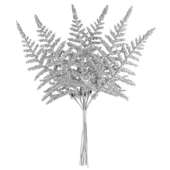 Twig MagicHome Christmas, fern, silver, 19 cm Twig MagicHome Christmas, fern, silver, 19 cm