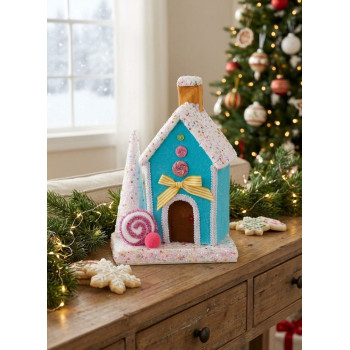 Decoration MagicHome Candy Line, house, blue, 27 cm Decoration MagicHome Candy Line, house, blue, 27 cm