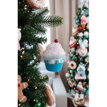 Decoration MagicHome Candy Line, muffin, blue, 7x7x11 cm, hanging Decoration MagicHome Candy Line, muffin, blue, 7x7x11 cm, hanging
