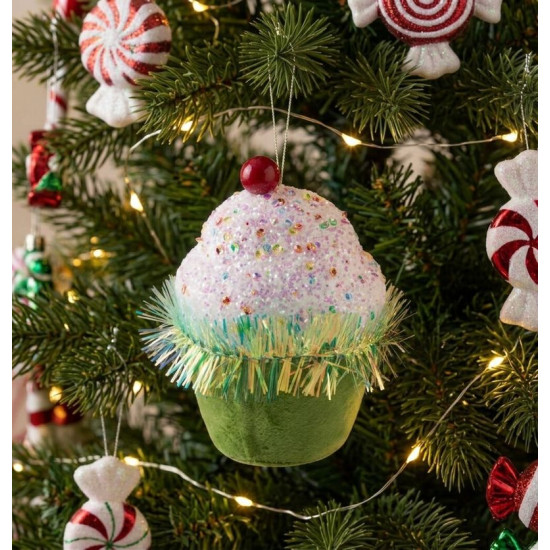 Decoration MagicHome Candy Line, muffin, green, 7x7x11 cm, hanging Decoration MagicHome Candy Line, muffin, green, 7x7x11 cm, hanging